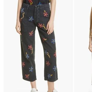 Sz 24 The Great Navy The Vintage Flower Print Vintage Cropped Pants